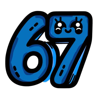 the numbers 67