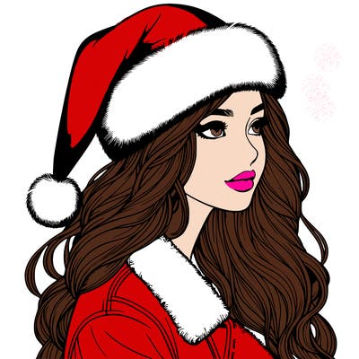 realistic girl in santa hat