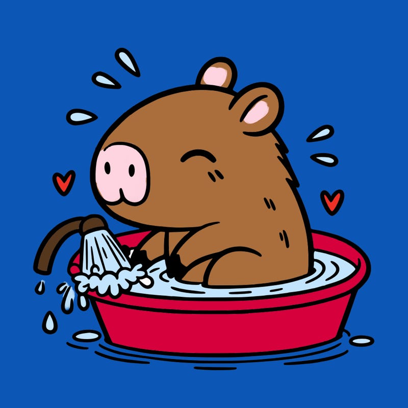 capybara taking a bath