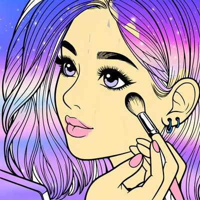 a realistic girl doing her makeup