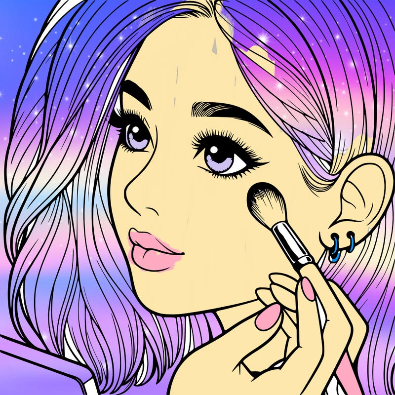 a realistic girl doing her makeup