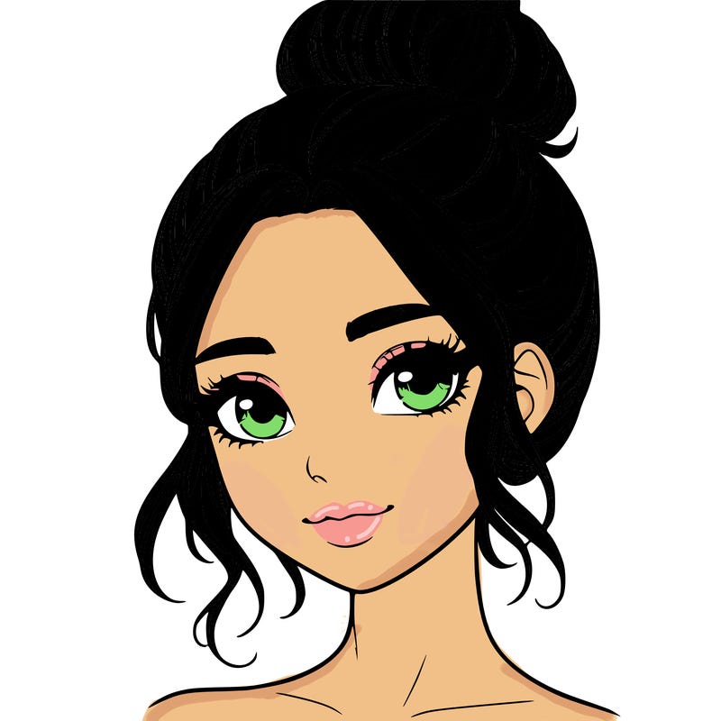 realistic pretty girl with hair in bun