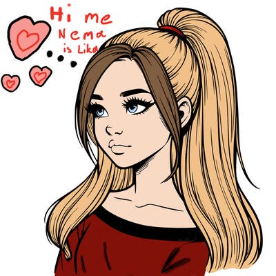 realistic girl with a high ponytail