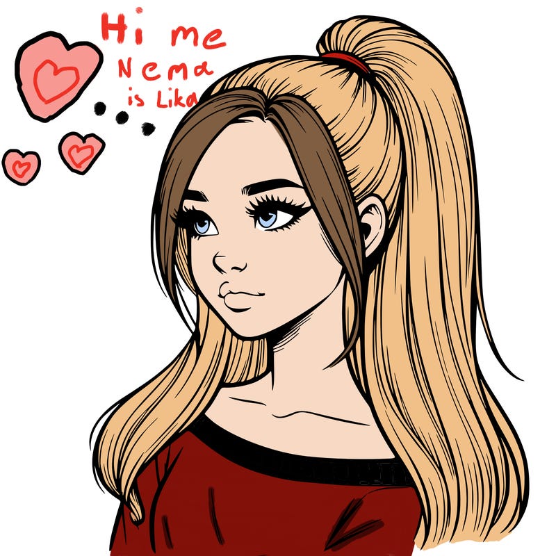 realistic girl with a high ponytail