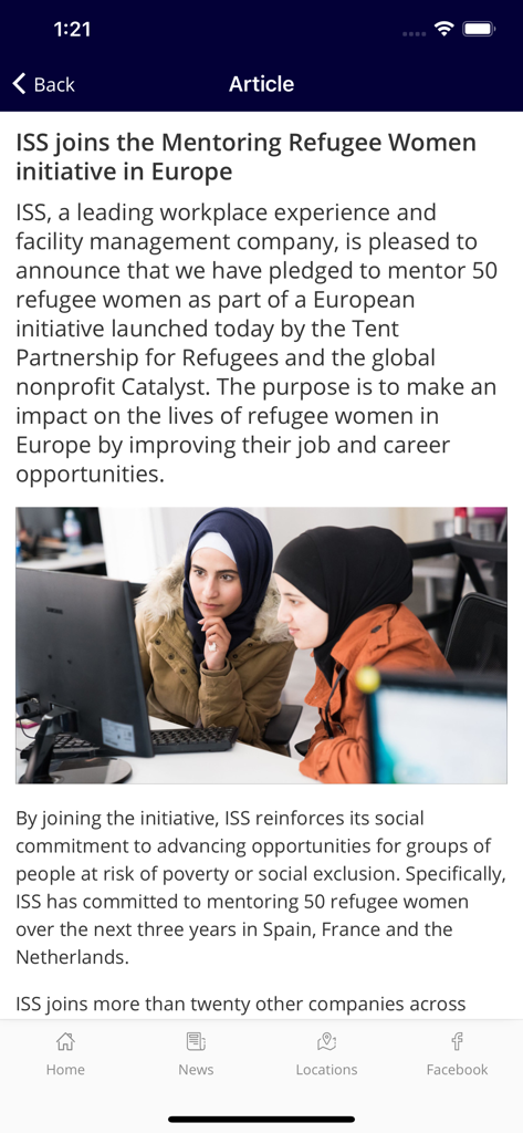 MyISS - MyISSアプリのニュース記事は、ヨーロッパの難民女性のメンターシップについてです。