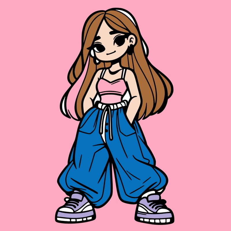 girl in crop top and baggy pants