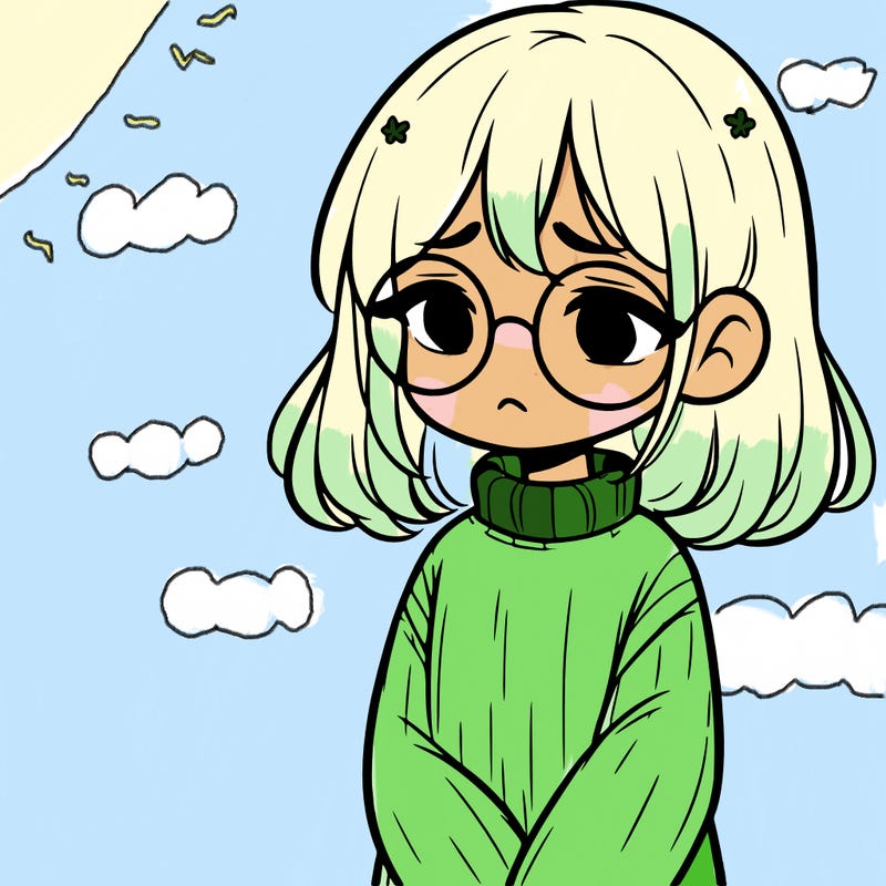 sad girl with glasses in a sweater