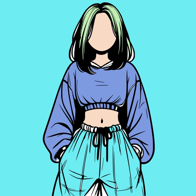 realistic girl faceless with baggy pants and a crop top