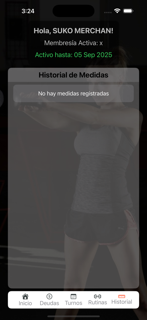 KlanbarzApp - KlanbarzApp profile screen showing active membership status and measurement history