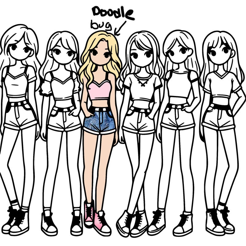 a group of girls wearing crop tops and shorts