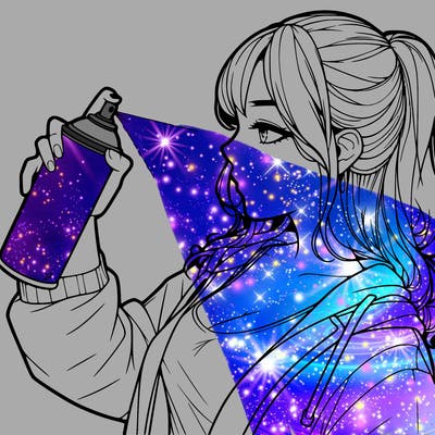 a realistic girl spray, painting