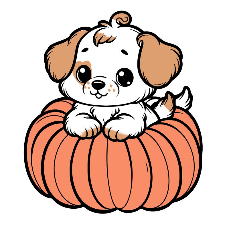 cute little puppy in a pumpkin