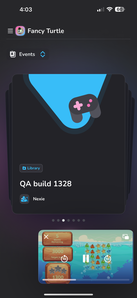 Live Aware: Mobile Streaming - A screenshot of the Live Aware app showing a QA build review and a picture-in-picture video playtest.