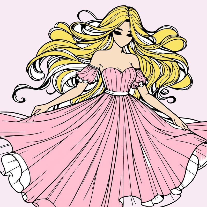 realistic woman wearing a dress that's flowing in the wind