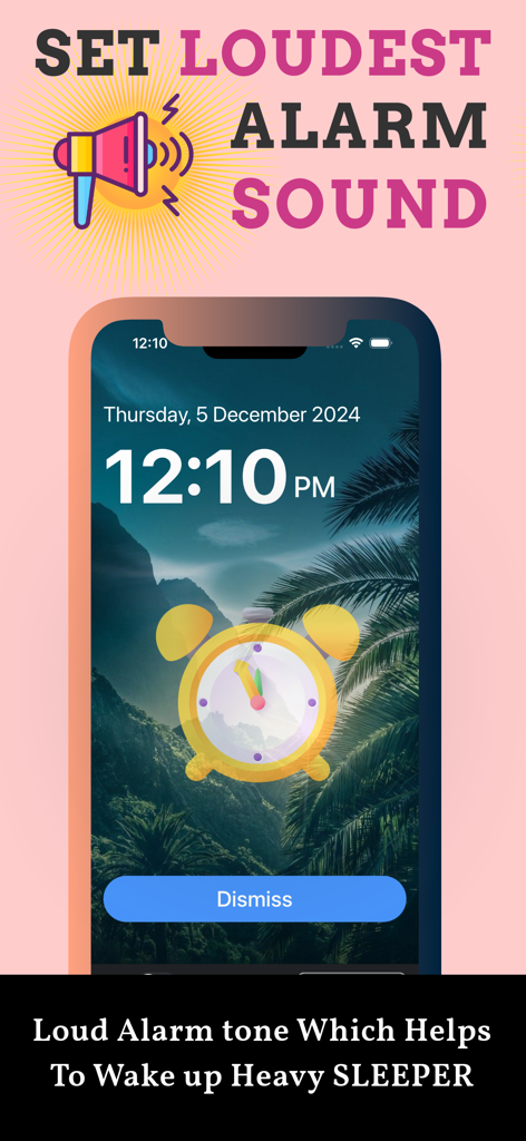 Ein Smartphone-Bildschirm, der die Funktion des lauten Alarms für Tiefschläfer zeigt