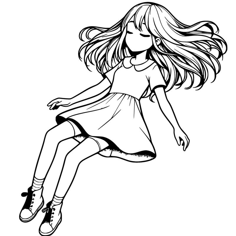 realistic girl floating