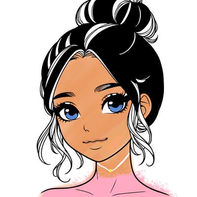 realistic pretty girl with hair in bun