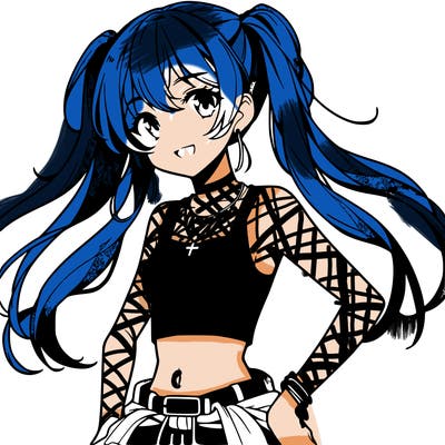 anime girl wearing crop top