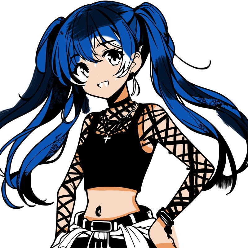 anime girl wearing crop top