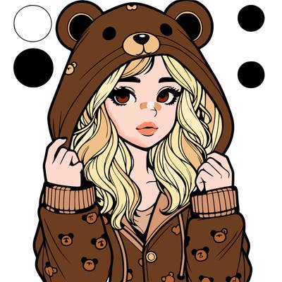 realistic girl in a animal pjs hoodie