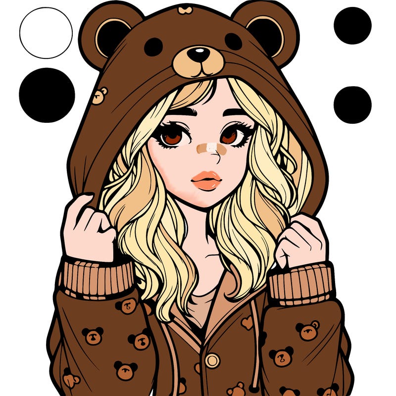 realistic girl in a animal pjs hoodie