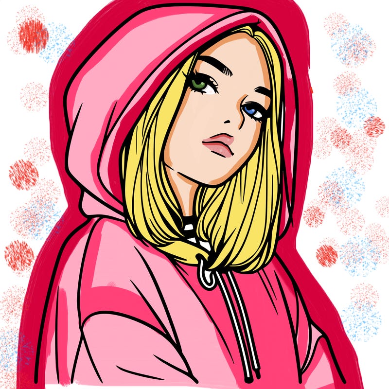 a realistic girl in a hoodie