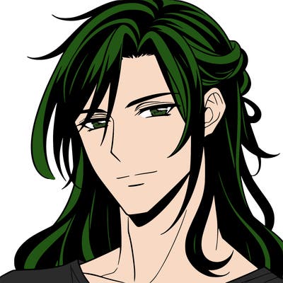 handsome anime man with long dark hair