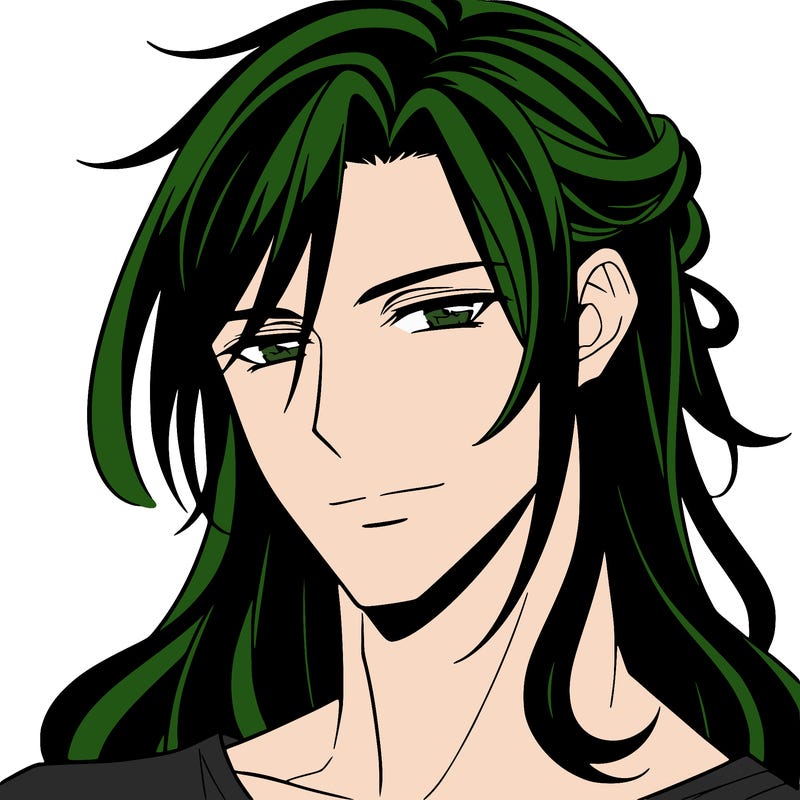 handsome anime man with long dark hair
