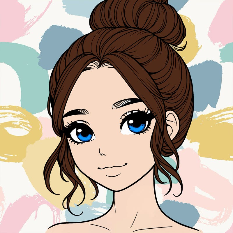 realistic pretty girl with hair in bun
