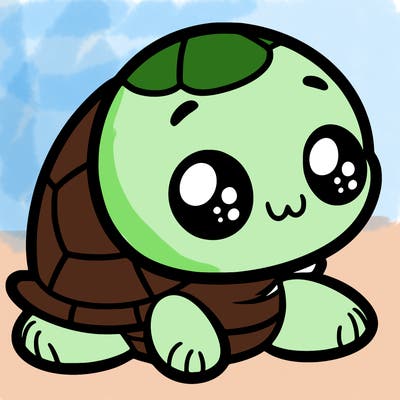 cute little animated turtle