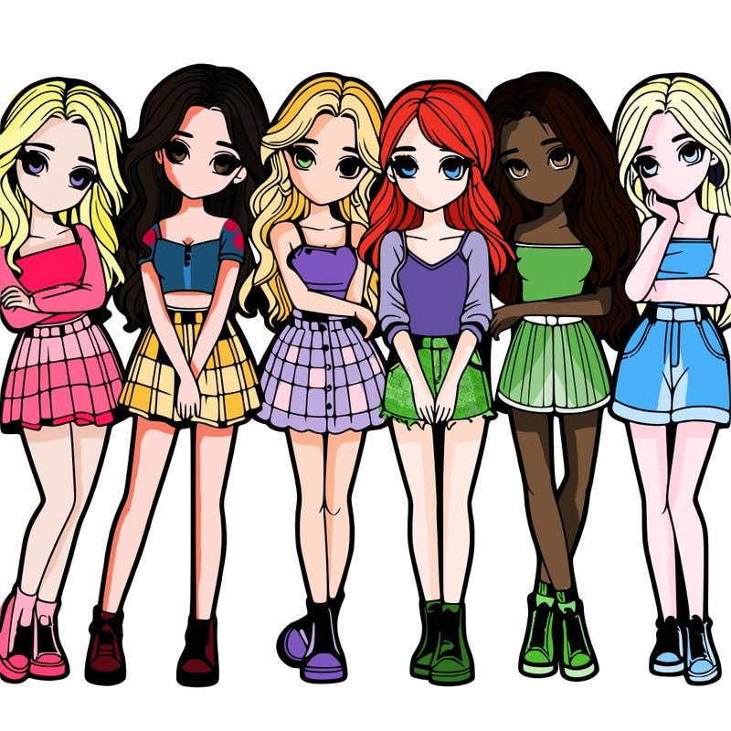 a group of girls realistic