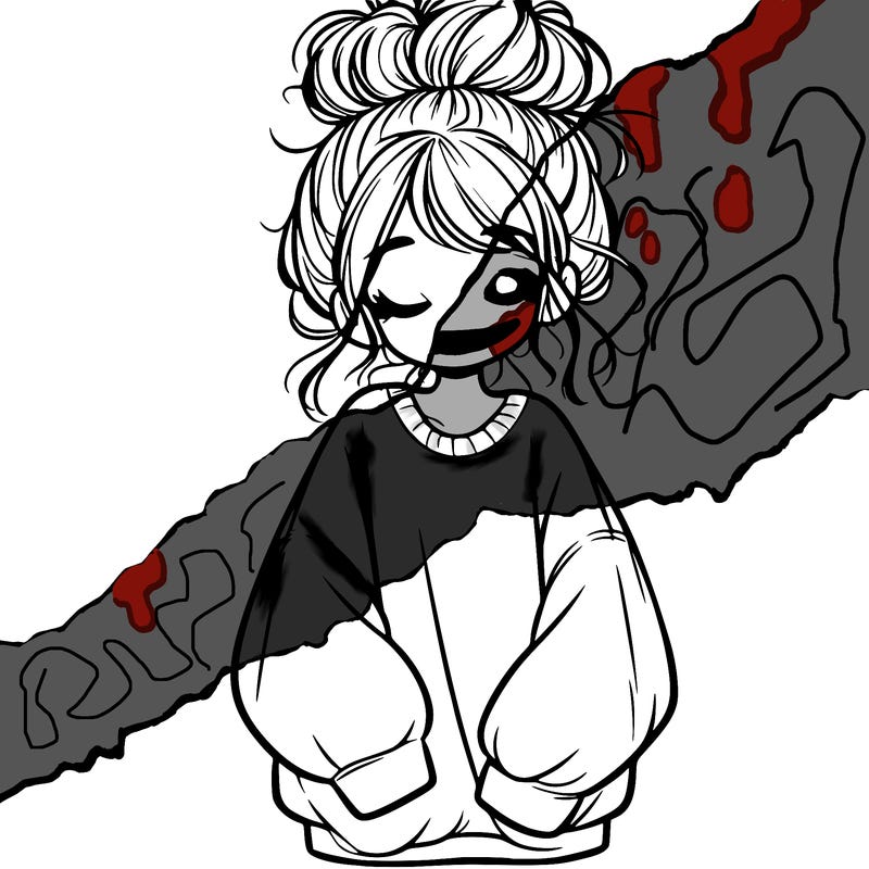 girl with baggy sweatshirt and messy bun