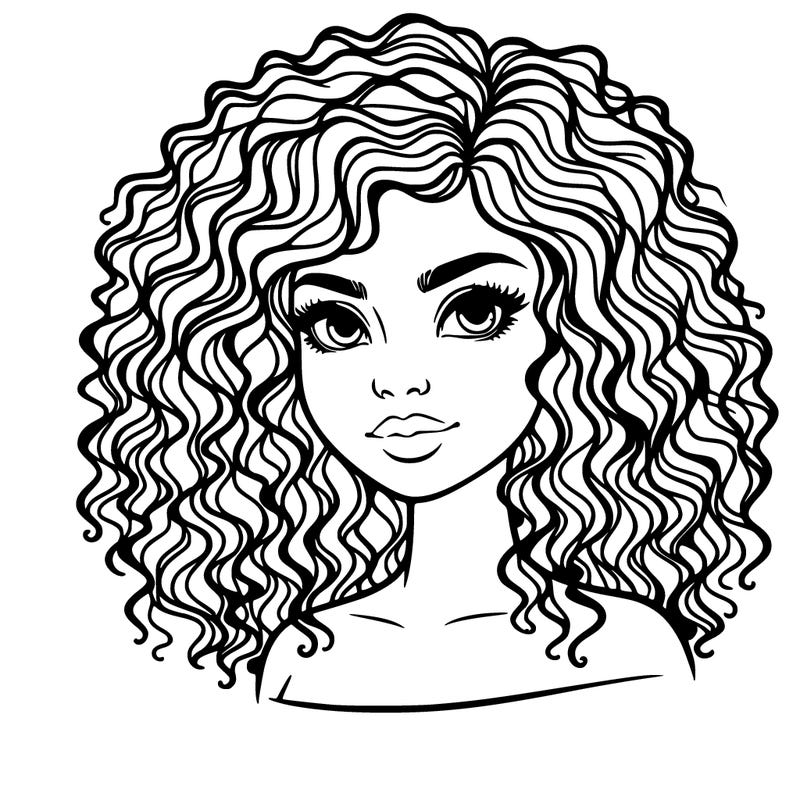 curly hair realistic woman