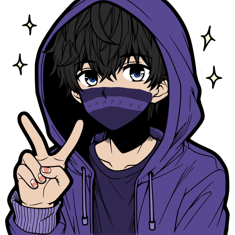 teenage manga boy in a hoodie, doing ✌