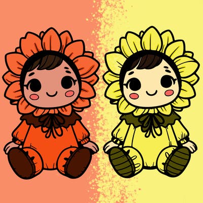 cute little baby in a sunflower costumes