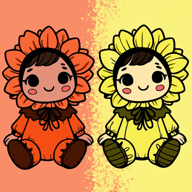 cute little baby in a sunflower costumes