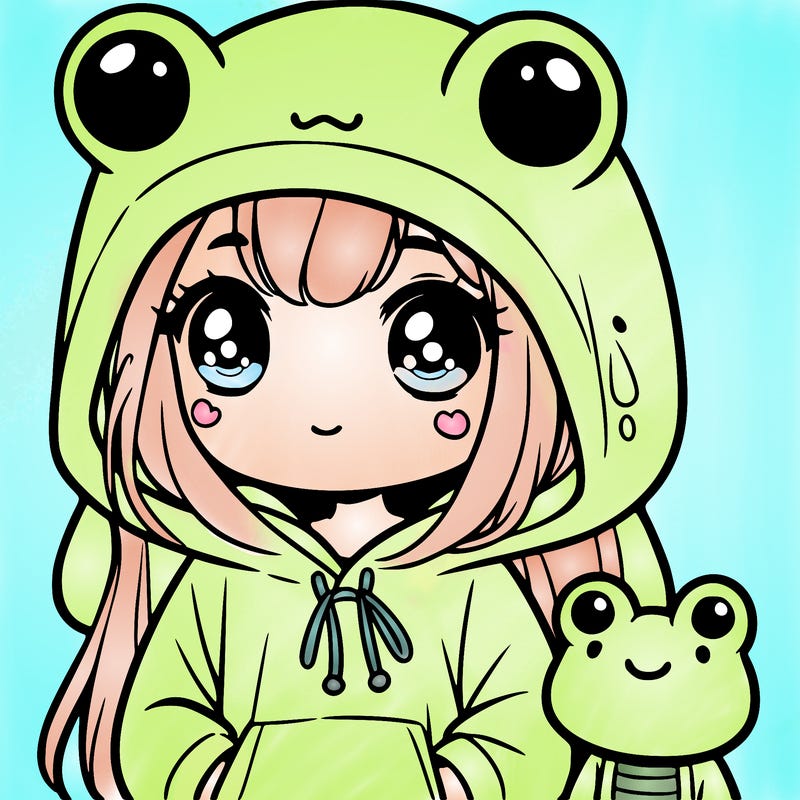 girl in in frog hoodie