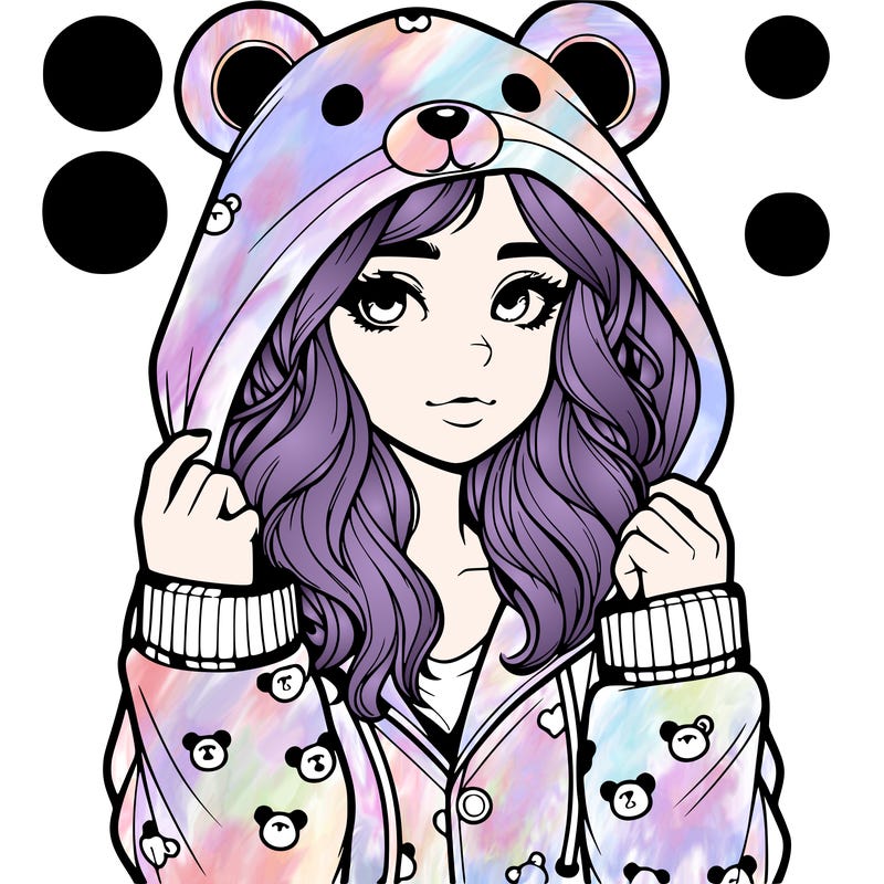 realistic girl in a animal pjs hoodie