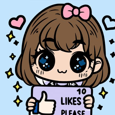 a girl holding 10 likes pls