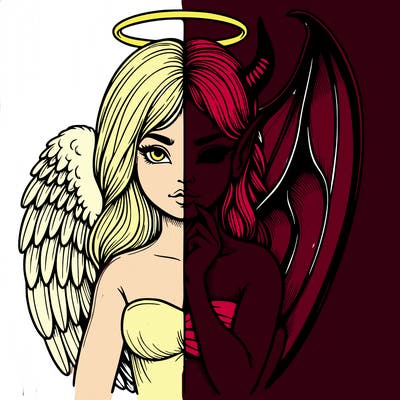 realistic angel half demon