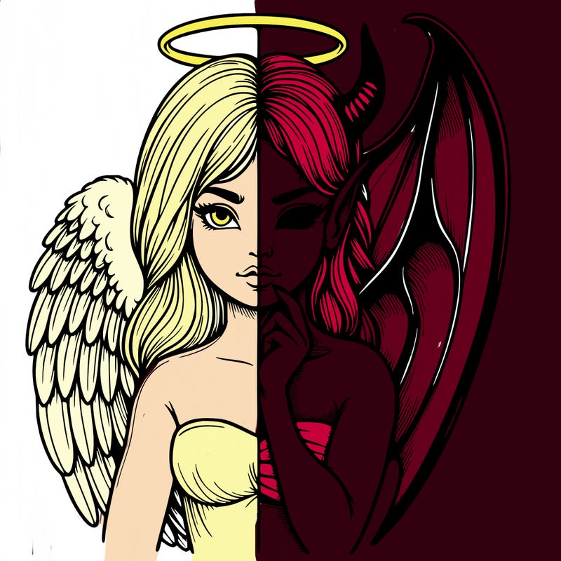 realistic angel half demon