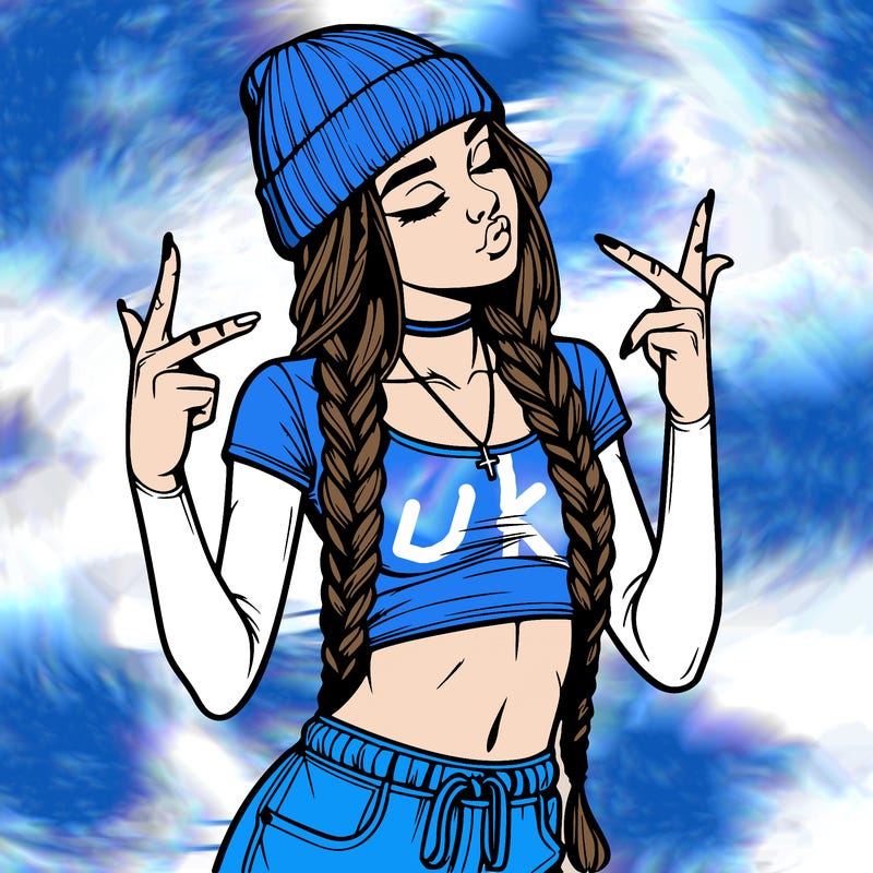 realistic teenage girl with braids and a beanie and crop top doing 🫶🏼