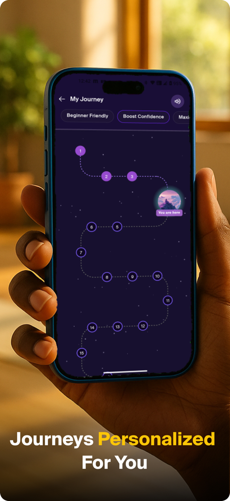A smartphone screen showing a numbered path for a personalized wellness journey in the Level app