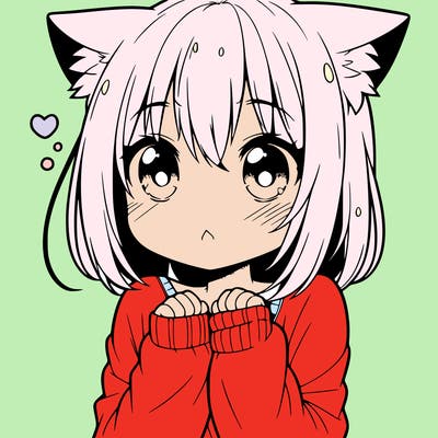 shy anime catgirl