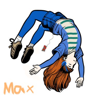 realistic girl doing a backflip