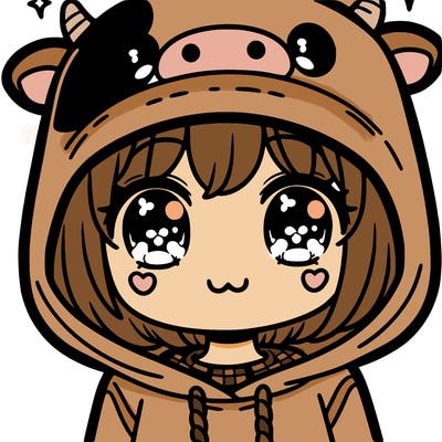 kawaii girl with cow hoodie
