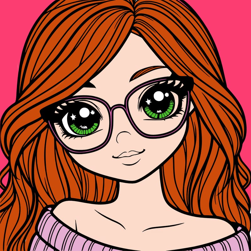 girl with beautiful eyes, hair, and glasses