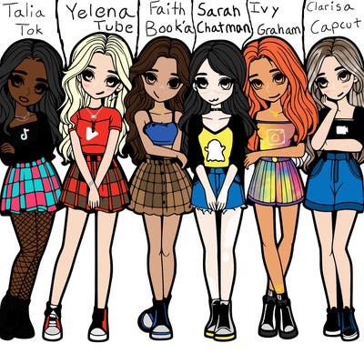 a group of girls realistic