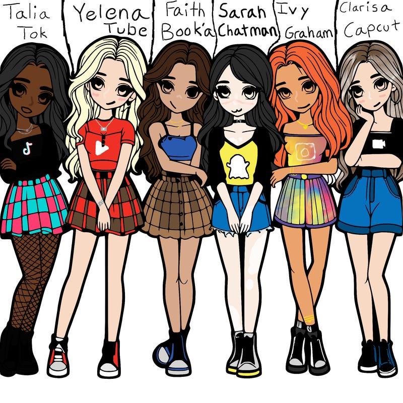 a group of girls realistic