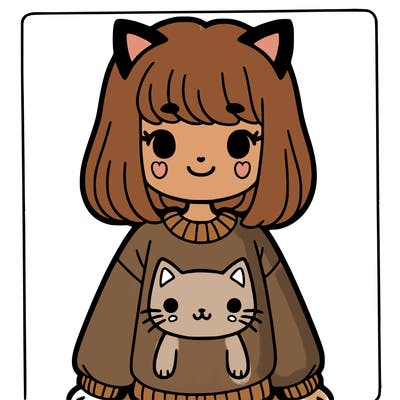 easy girl with a cat sweatshirt